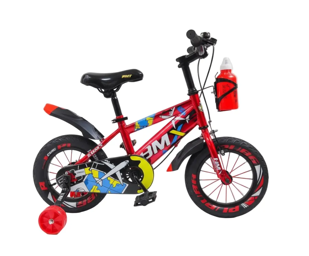 دراجة هوائية 12/14/16/18 بوصة بتصميم رياضي | متوفر باللون ( الأزرق ، الأحمر ، الأصفر ) أحمر