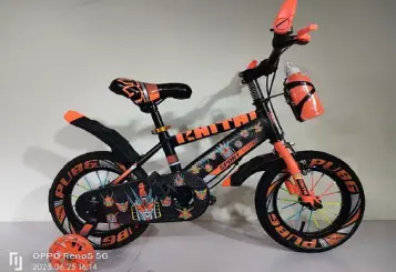 دراجة هوائية 12 و 14 بوصة بتصميم رياضي | متوفر باللون ( الأزرق ، الأخضر ، الأصفر والبرتقالي ) البرتقالي