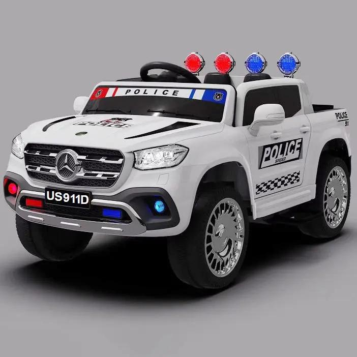 سيارة جيب شرطة مرسيدس كهربائية 12 فولت للأطفال – أبيض