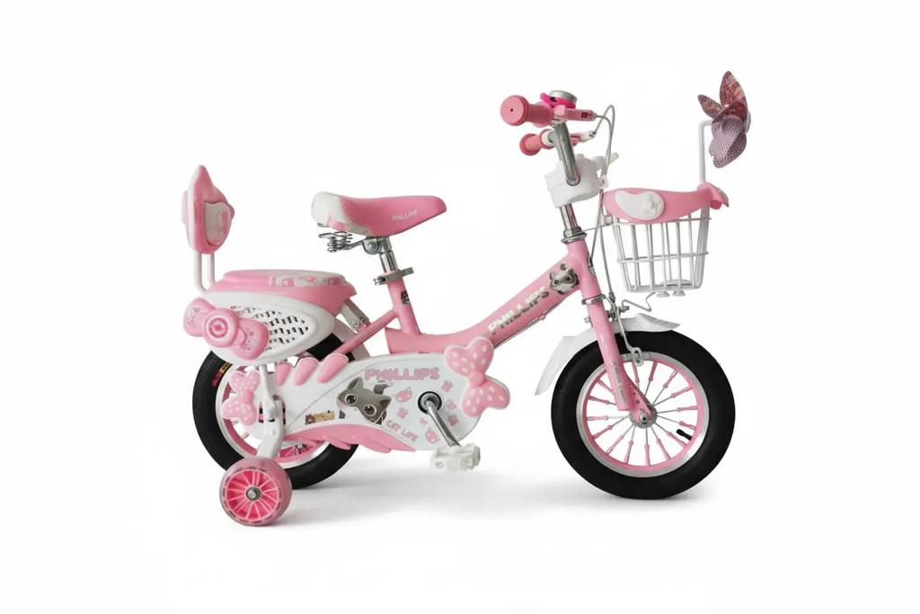 دراجة هوائية 12/16 بوصة وردي أنثوي مع سلة وزجاجة ماء | Dar Toys