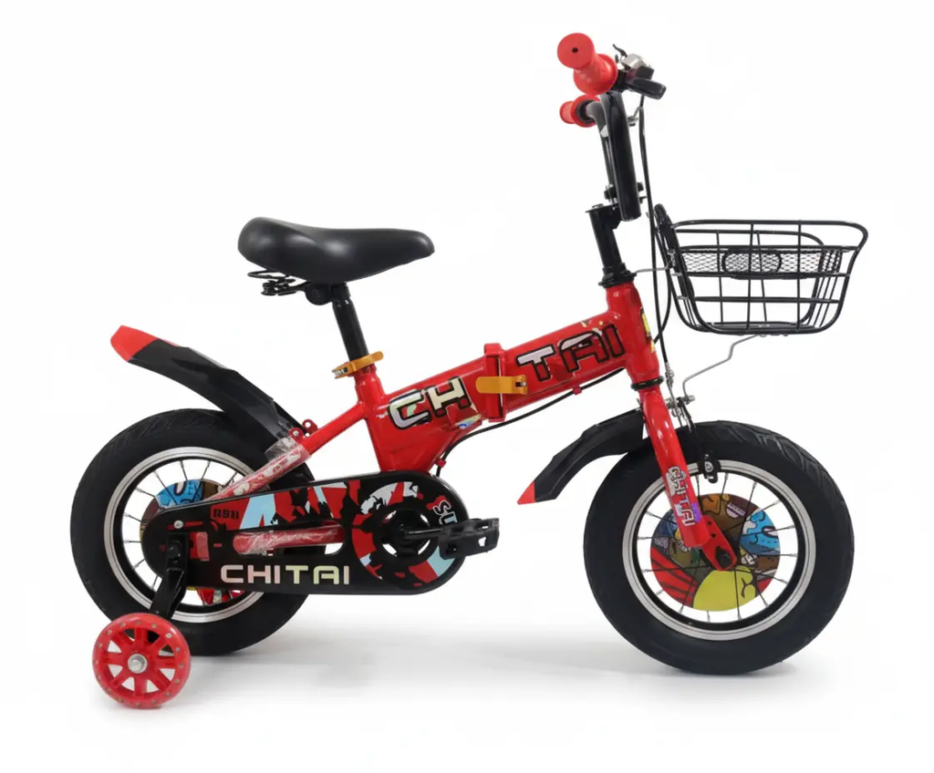 دراجة هوائية 14/16/18 بوصة بتصميم رياضي | متوفر باللون ( الأزرق ، الأحمر ، الأسود ) معدني جذاب أحمر