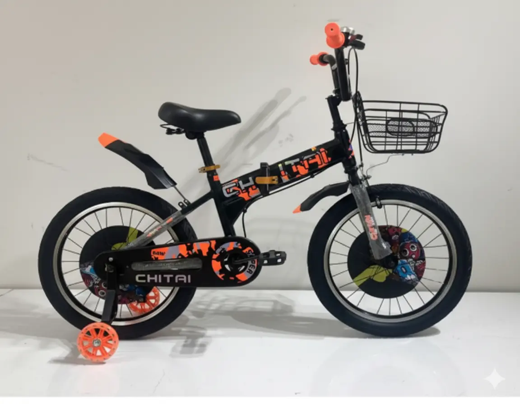 دراجة هوائية 14/16/18 بوصة بتصميم رياضي | متوفر باللون ( الأزرق ، الأحمر ، الأسود ) معدني جذاب أسود