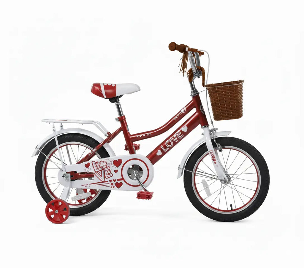 دراجة هوائية 14، 16، 18 بوصة باللون الأحمر مع سلة | Dar Toys