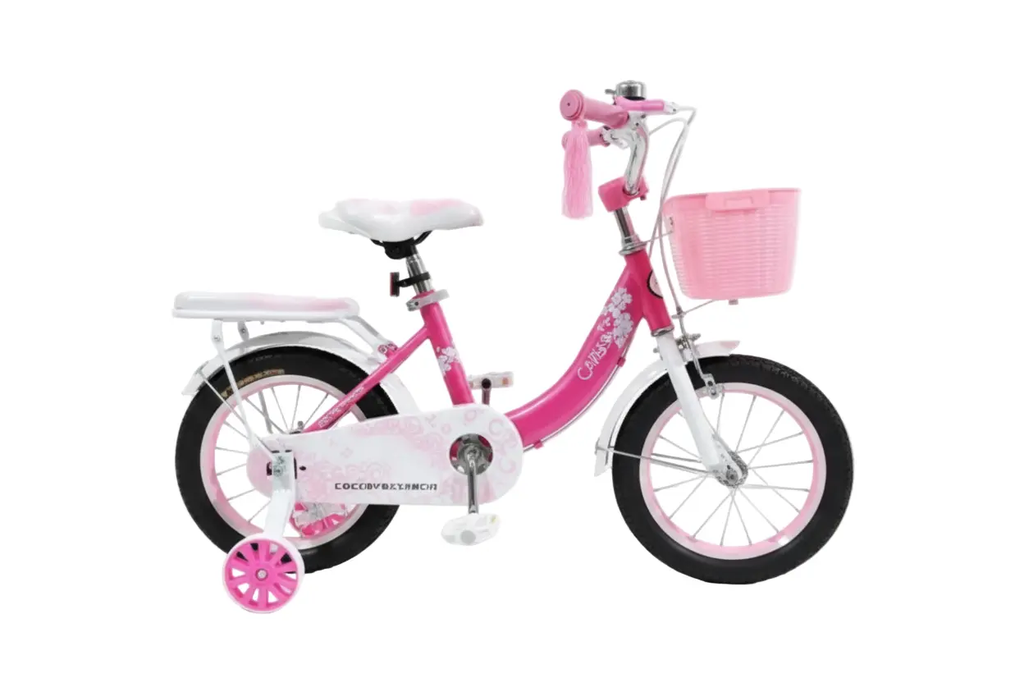 دراجة هوائية 16 بوصة وردي مع سلة أمامية للأطفال | Dar Toys
