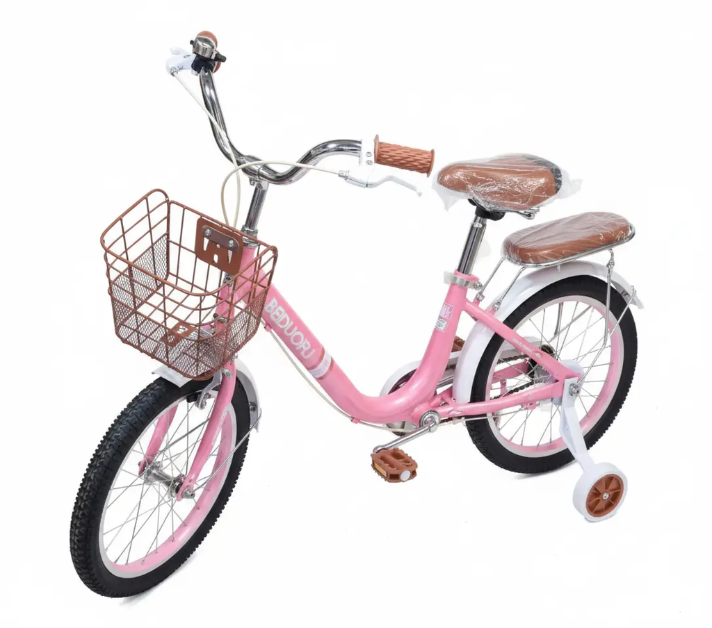 دراجة هوائية 16 بوصة وردي مع سلة أمامية ومقعد خلفي | Dar Toys