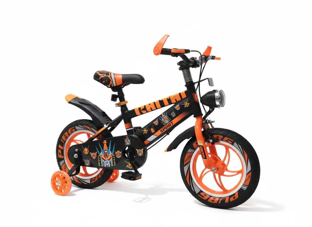 دراجة هوائية 16 بوصة بلون أسود وبرتقالي للأطفال | Dar Toys