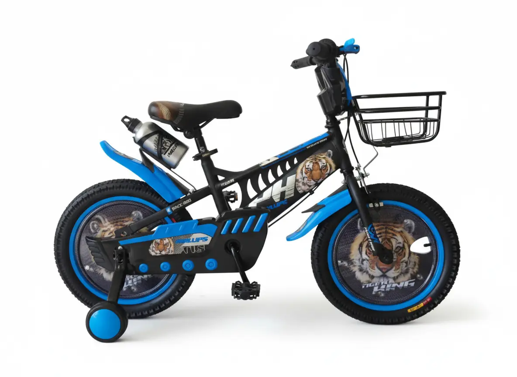 دراجة هوائية 16 بوصة و20 بوصة بتصميم رياضي مستوحى من النمر | متوفر باللون ( الأحمر ، الأزرق ، الأخضر ) أزرق