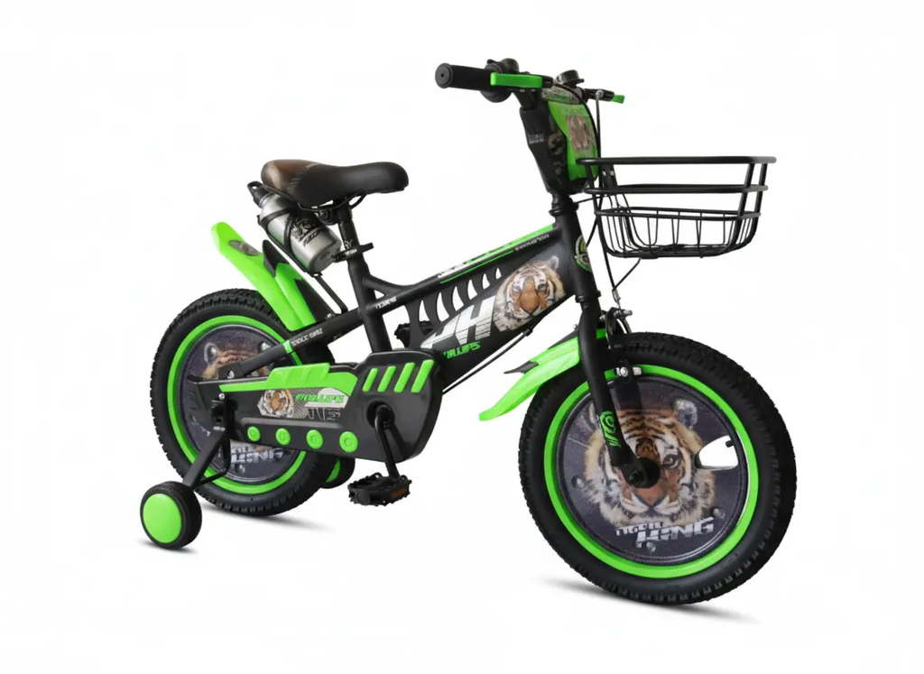 دراجة هوائية 16 بوصة و20 بوصة بتصميم رياضي مستوحى من النمر | متوفر باللون ( الأحمر ، الأزرق ، الأخضر ) أخضر