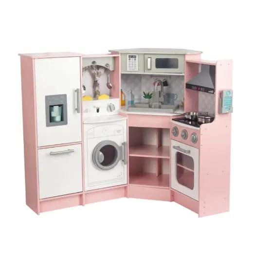 مطبخ خشب وردي زاوية للأطفال