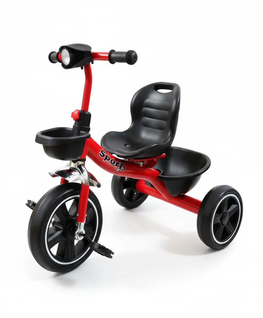 دراجة ثلاثية العجلات للأطفال بتصميم رياضي | متوفر باللون ( الوردي ، الأزرق ، الأحمر ) أحمر