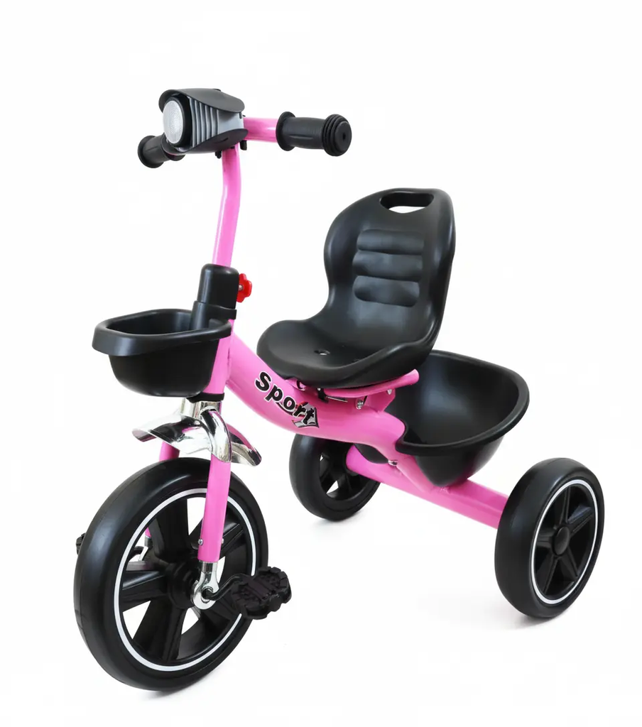 دراجة ثلاثية العجلات للأطفال بتصميم رياضي | متوفر باللون ( الوردي ، الأزرق ، الأحمر ) وردي