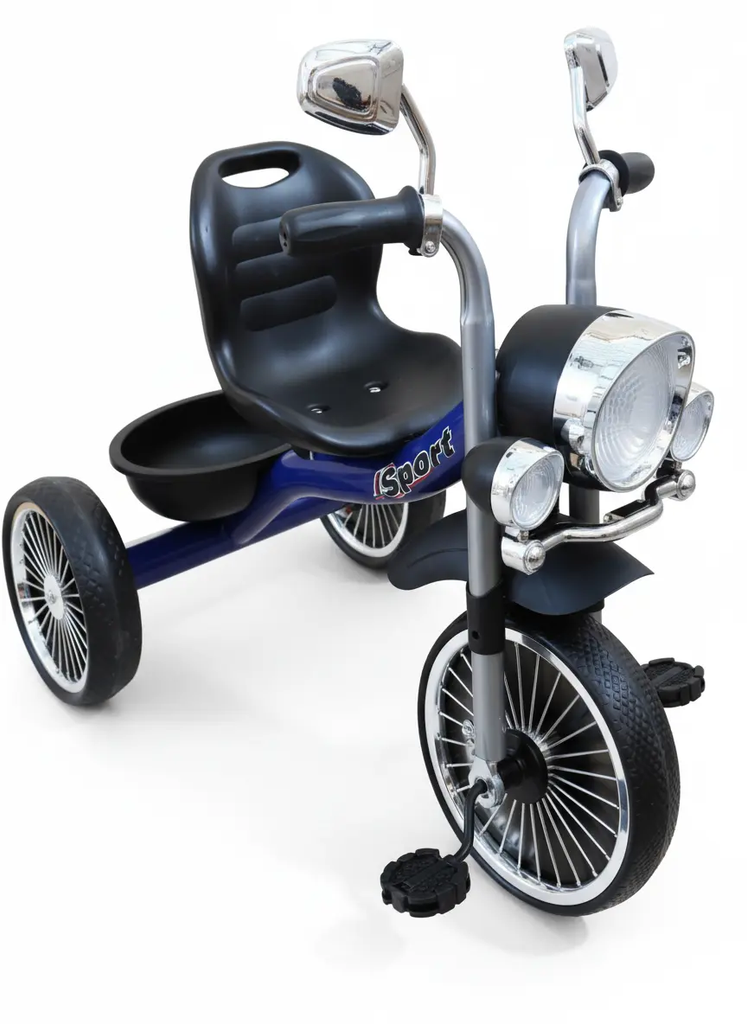 دراجة ثلاثية العجلات للأطفال مع مصباح أمامي بتصميم رياضي علي شكل هارلي | متوفر باللون ( الأزرق ، الأحمر ، الوردي ) أزرق