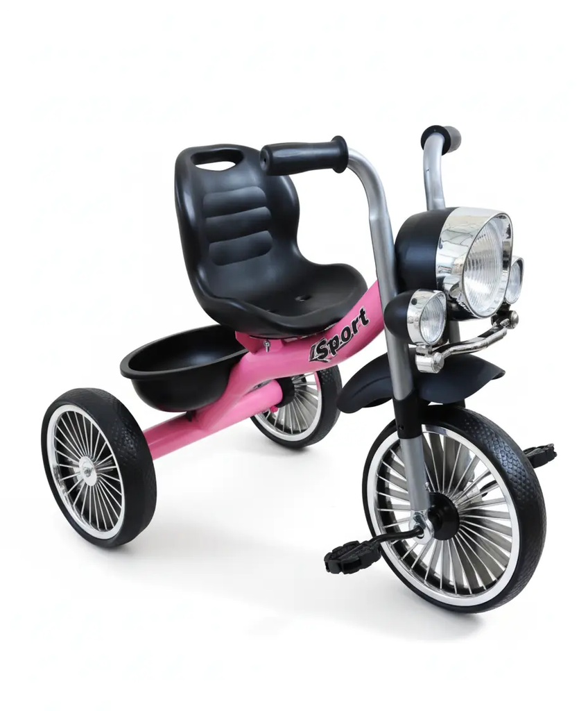دراجة ثلاثية العجلات للأطفال مع مصباح أمامي بتصميم رياضي علي شكل هارلي | متوفر باللون ( الأزرق ، الأحمر ، الوردي ) وردي