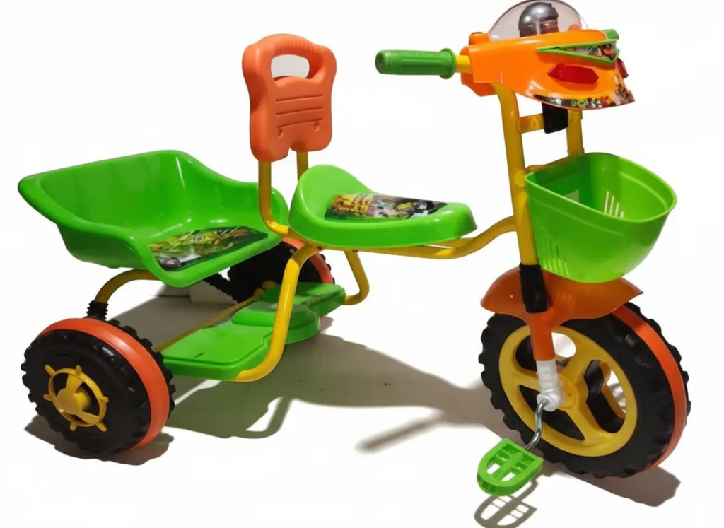دراجة ثلاثية العجلات مع مقعد خالفي للأطفال | متوفر باللون متعددة أخضر