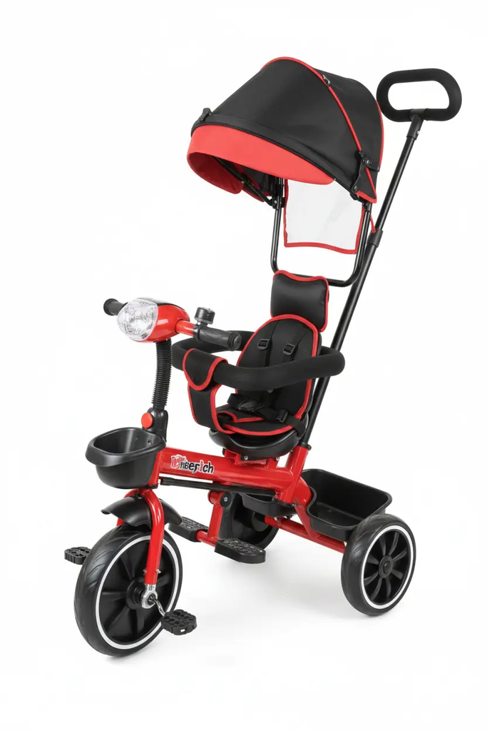 دراجة ثلاثية العجلات مع مظلة للأطفال |متوفر باللون ( الأحمر ، الأزرق ، الوردي ) أحمر
