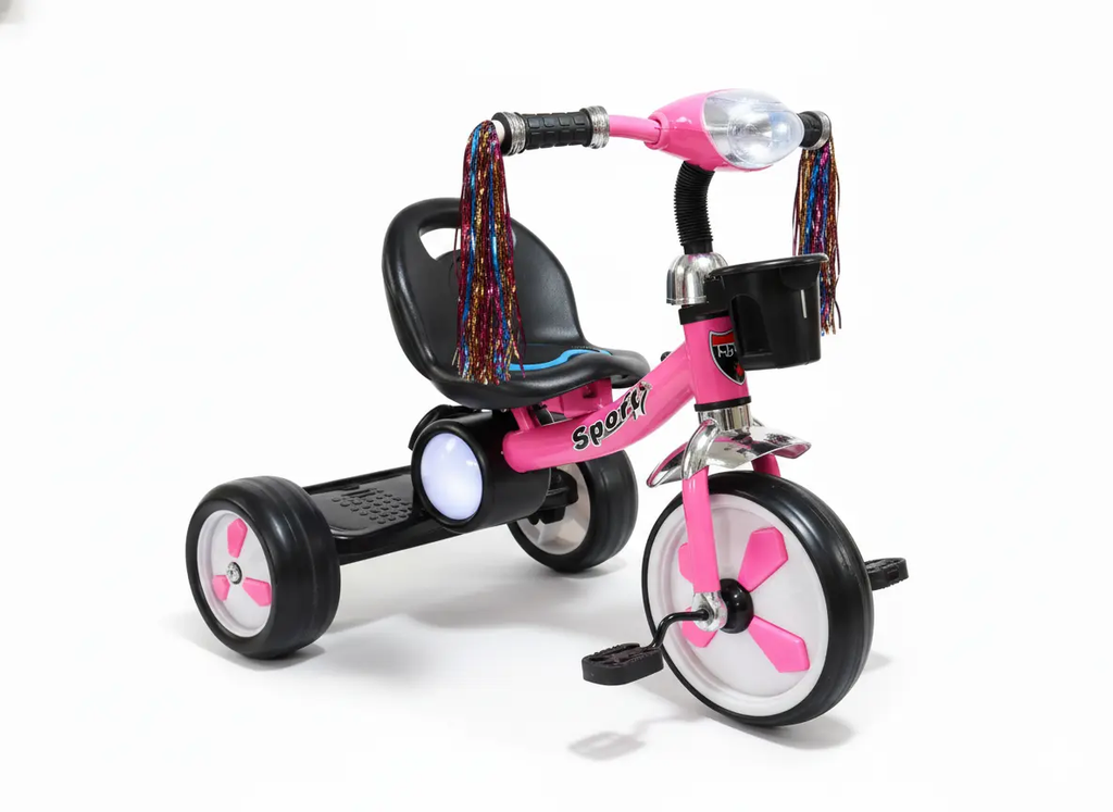 دراجة ثلاثية للأطفال بلون أزرق ووردي مع تصميم رياضي | Dar Toys