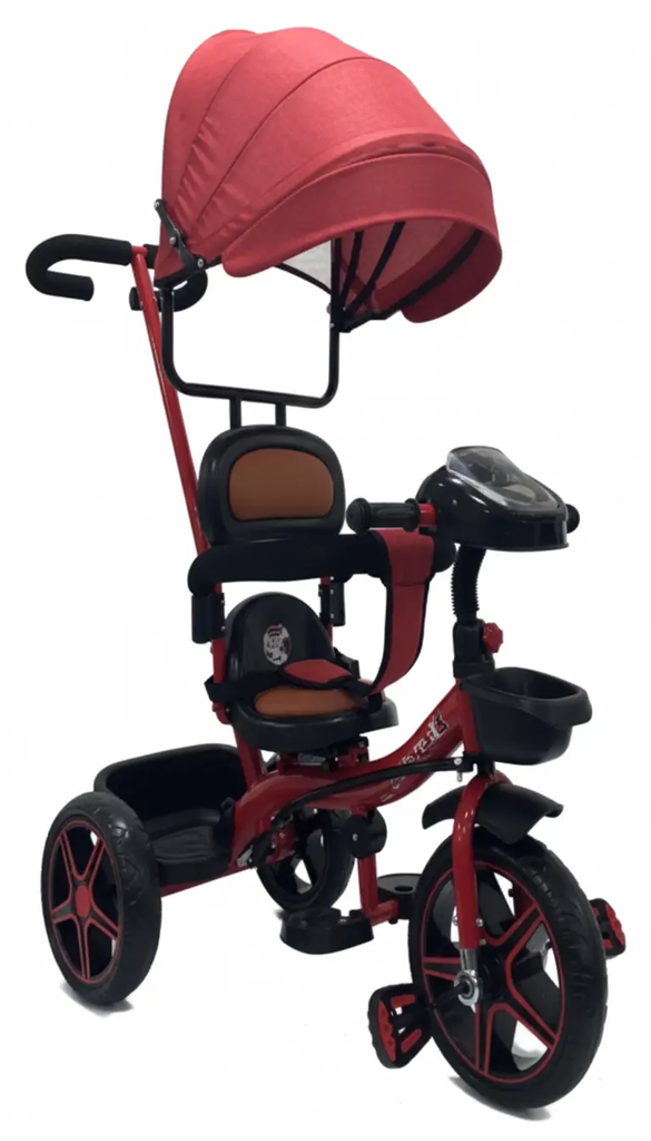 دراجة ثلاثية للأطفال مع مظلة وقاعدة تحكم باللون الأحمر | متوفرة باللون ( الوردي، الأزرق، والأحمر ) أحمر