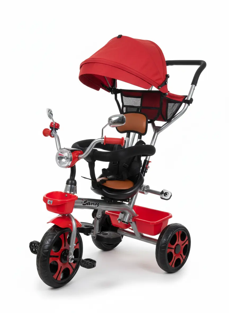 دراجة ثلاثية للأطفال مع مظلة قابلة للتعديل | متوفر باللون ( الاحمر ، الازرق ، الوردي ) أحمر