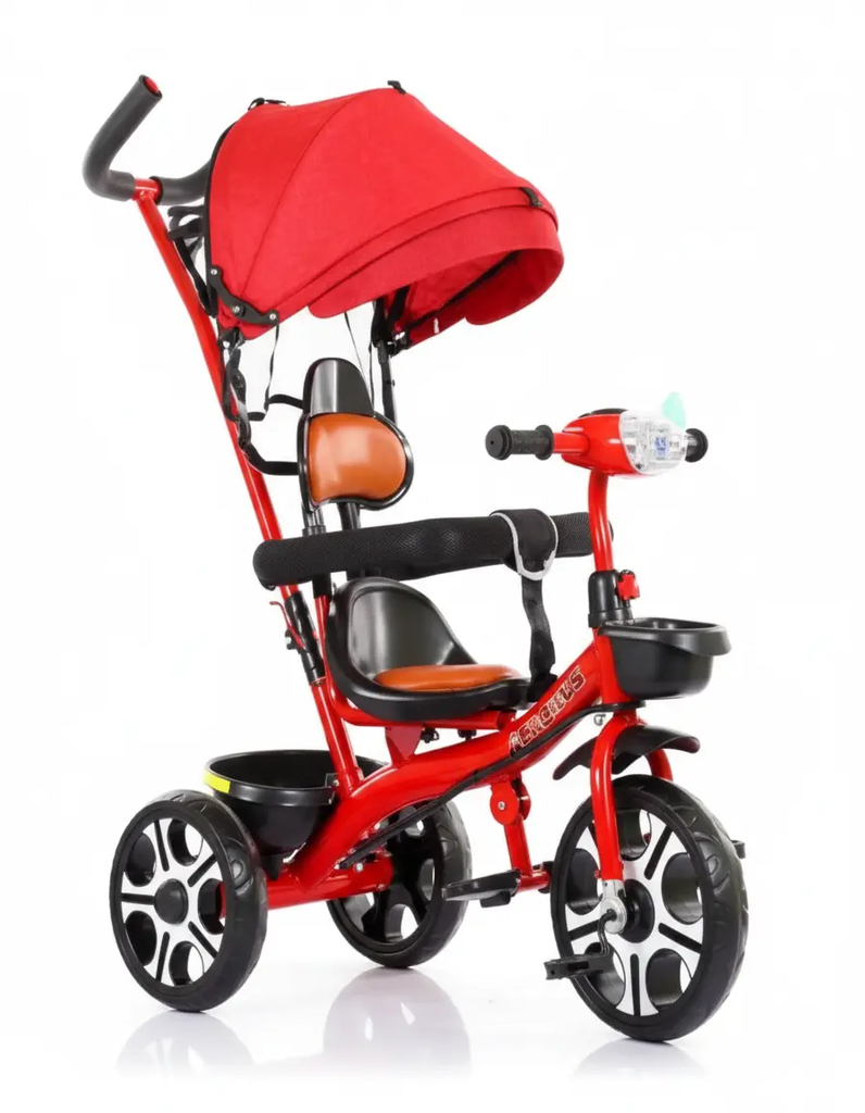 دراجة ثلاثية للأطفال بتصميم عصري ولون وردي أحمر