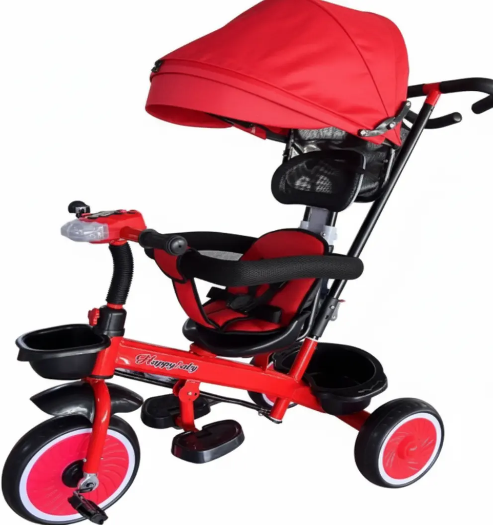 دراجة ثلاثية للأطفال بتصميم عصري ولون أزرق مميز | متوفرة بألون الوردي، الأزرق، والأحمر أحمر