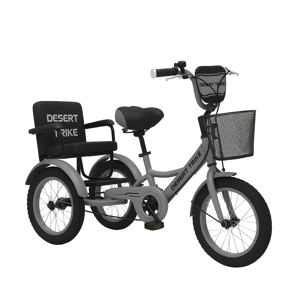 دراجة ثلاثية العجلات بتصميم عصري وألوان متعددة مع مقعد خلفي مريح وسلة أمامية My Store