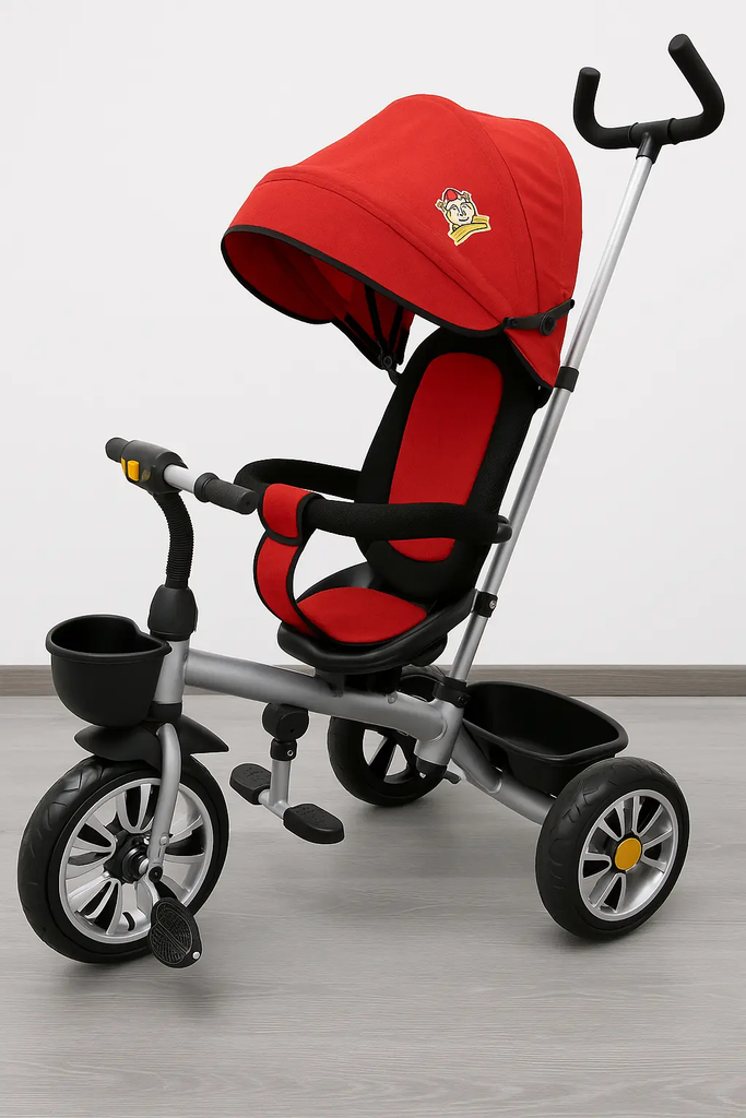 دراجة ثلاثية للأطفال مع مظلة وتصميم عصري | متوفرة باللون ( الأحمر ، الوردي ) أحمر